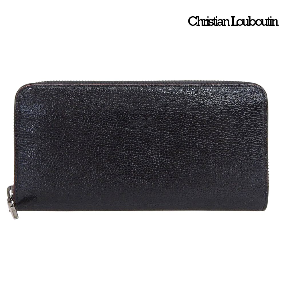 美品 クリスチャンルブタン Christian Louboutin 希少 3165084 パネトーネ ロングウォレット パテントレザー 長財布 ブラック