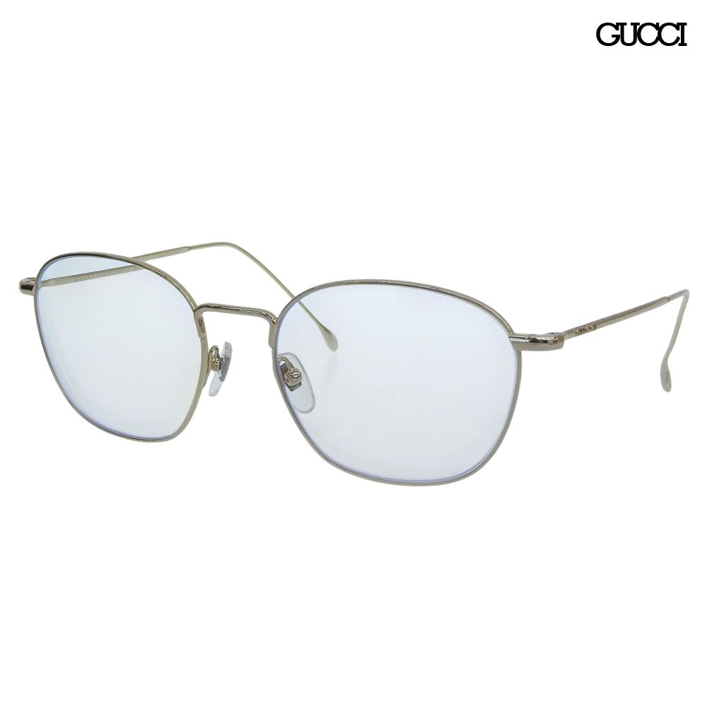 超美品 グッチ GUCCI GG11860 ウェリントン型 細フレーム フルリム クリングスタイプ めがね 眼鏡 ロゴ アイウェア シルバー 度あり ケース付き