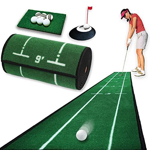 ☆新品☆パターマット 9点セット 【アプローチも練習できる】パター練習マット ゴルフ パターカップ 自動返球 SEAVER GOLF f8407593