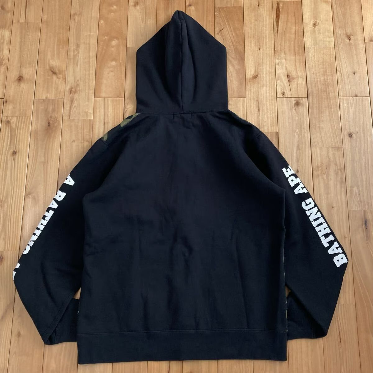 ☆2XL☆ 1st camo green × Black フルジップ パーカー a bathing ape 