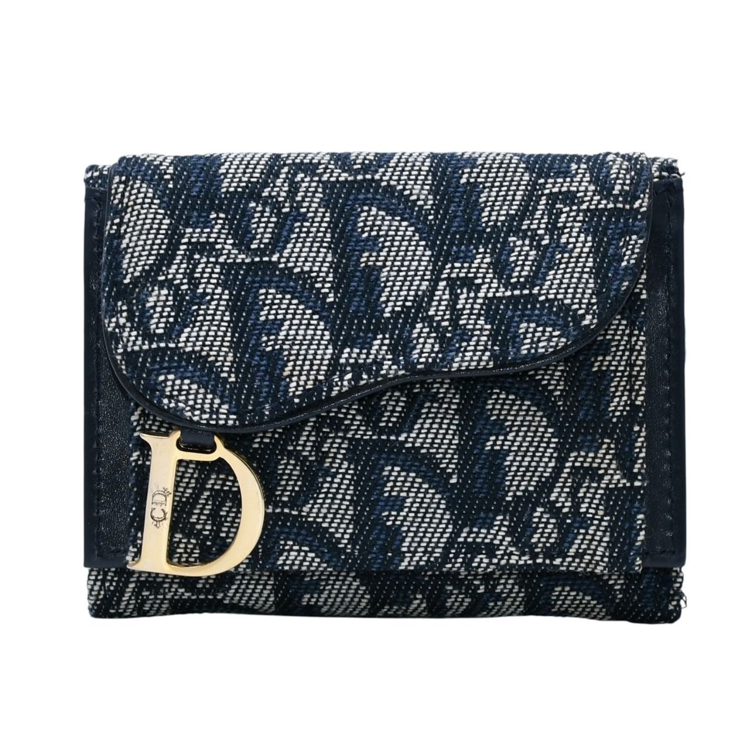 極美品 Christian Dior クリスチャンディオール 三つ折り財布 トロッター柄 CDロゴ ブルー レザー ゴールド金具 中古 4a002329 42,900円