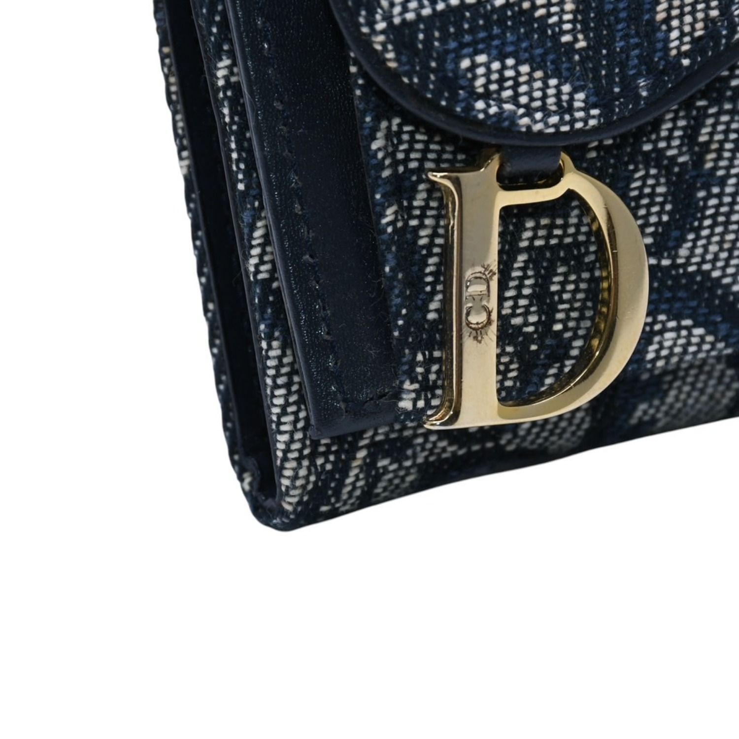 【美品】Christian Dior クリスチャンディオール トロッター柄 三つ折り財布 CDロゴ ゴールド金具 キャンバス  ネイビー レディース メンズ ミニ財布 コンパクトウォレット 極美品 Christian Dior クリスチャンディオール 三つ折り財布