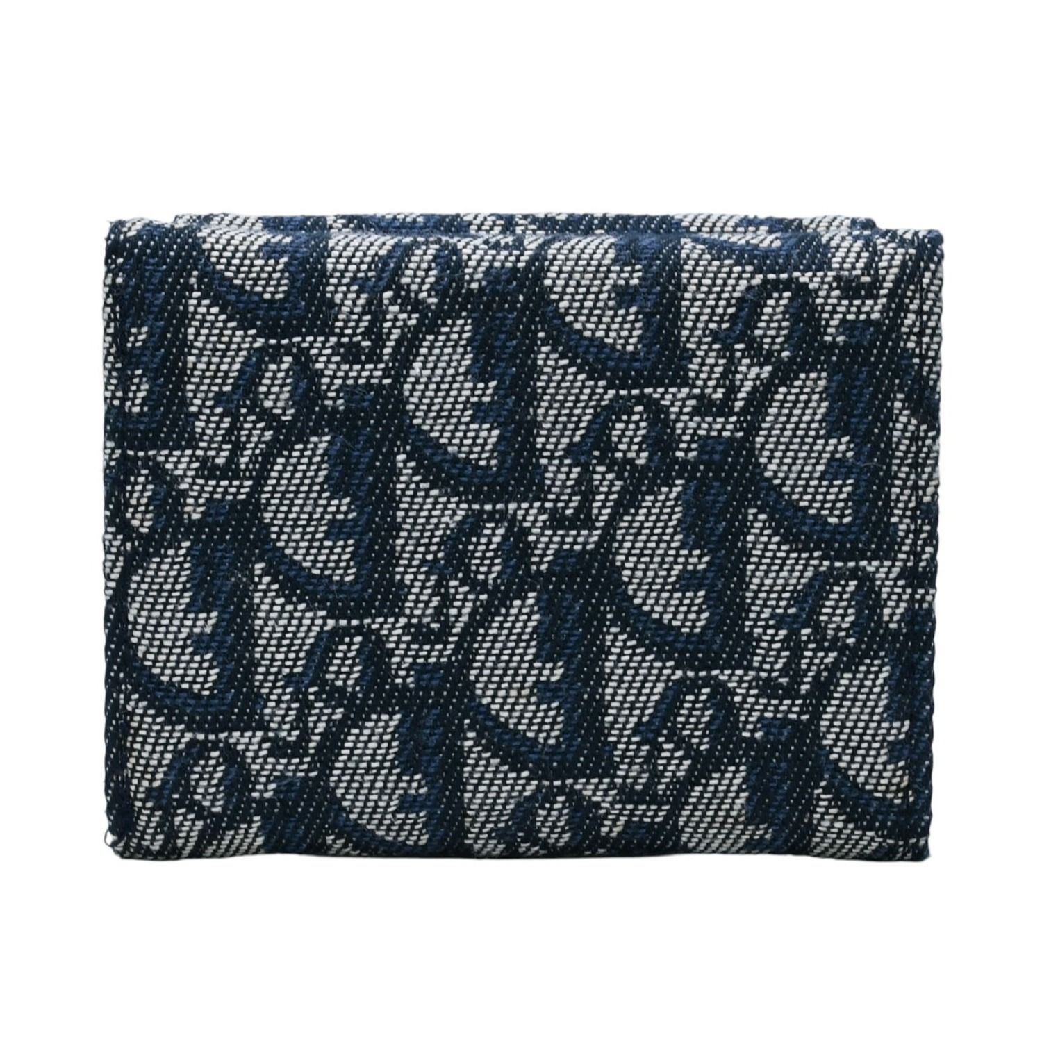 【美品】Christian Dior クリスチャンディオール トロッター柄 三つ折り財布 CDロゴ ゴールド金具 キャンバス  ネイビー レディース メンズ ミニ財布 コンパクトウォレット 極美品 Christian Dior クリスチャンディオール 三つ折り財布