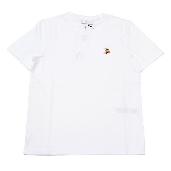 MAISON KITSUNÉ メゾンキツネ メンズホワイトポロシャツ Lサイズ MAISON KITSUNE（メゾン キツネ） ポロシャツ 半袖 メンズ 鹿の子 刺繍