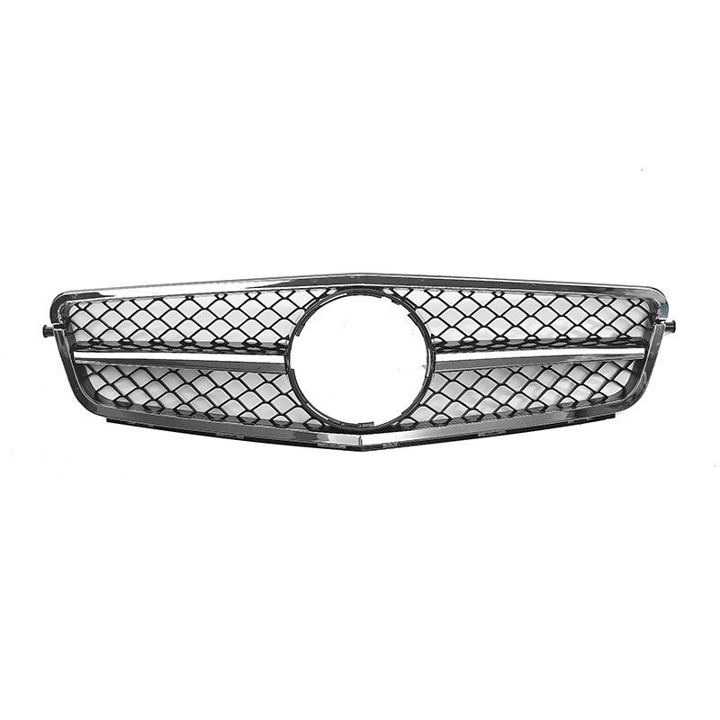 【送料無料】メルセデス・ベンツCクラスW204 2009-2014 MERCEDES-BENZ C-CLASS W204専用 フロントグリル AMGスタイル ABS製 グロスブラック/メッキバー/メッキフレーム 交換タイプ ドレスアップ 高級感 スポーテ