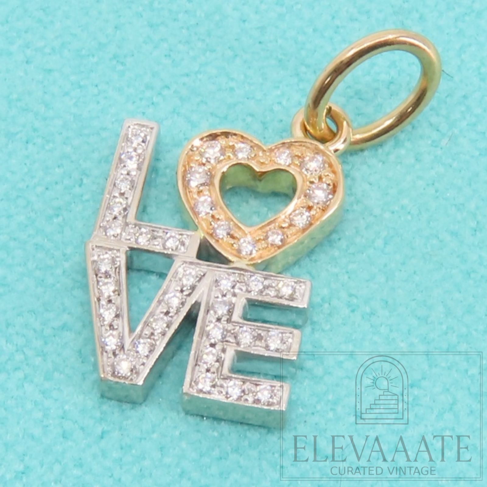 希少 美品 Tiffany&Co. ティファニー LOVE letter ダイヤモンド ゴールド ペンダント トップ 750 K18 チャーム ネックレス TO914