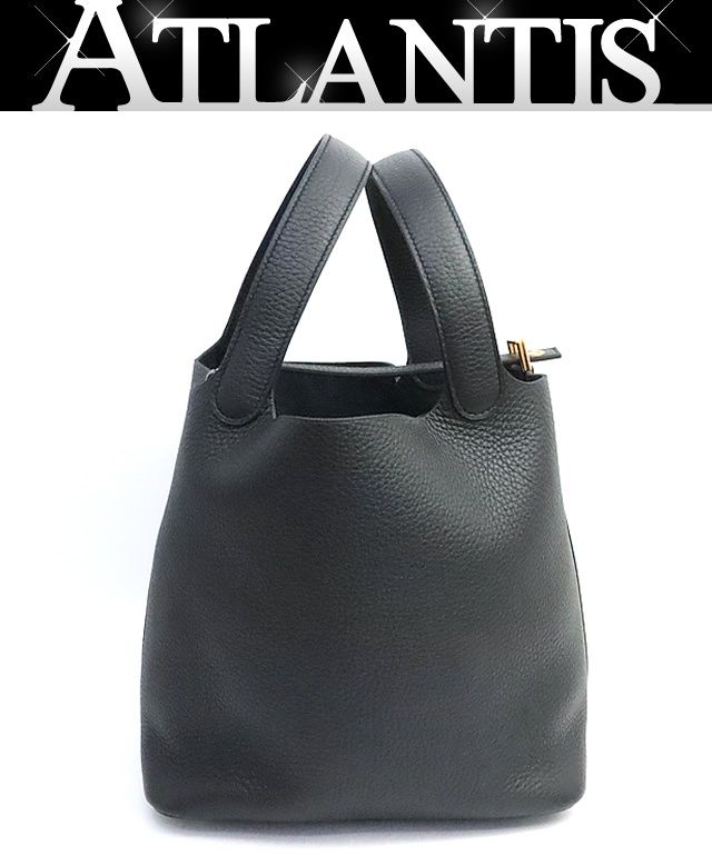 【広尾店】 新品 エルメス HERMES ピコタンロックMM ハンドバッグ トリヨンクレマンス 黒 G金具 K刻印(2025年) 【19122】