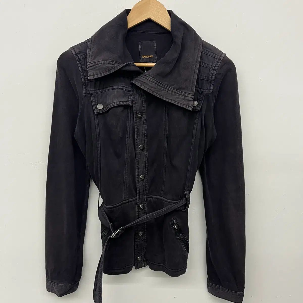 DIESEL ブラック ベルト デニム ジャケット レディース Sサイズ 10,584円
