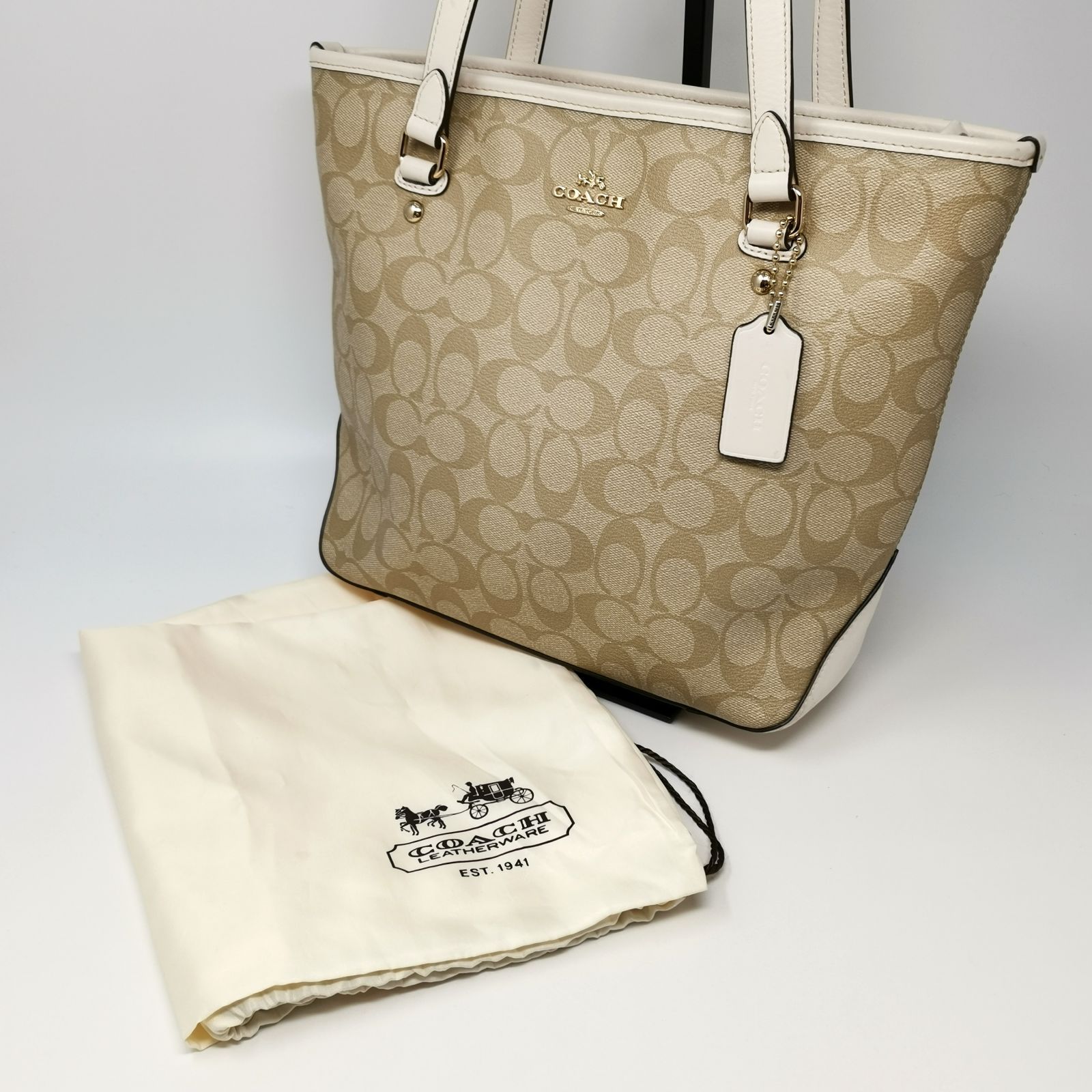 COACH トートバッグ A1757-F58382 レザー/キャンバス 保存袋 中古品 管理番号KKVKSKO573