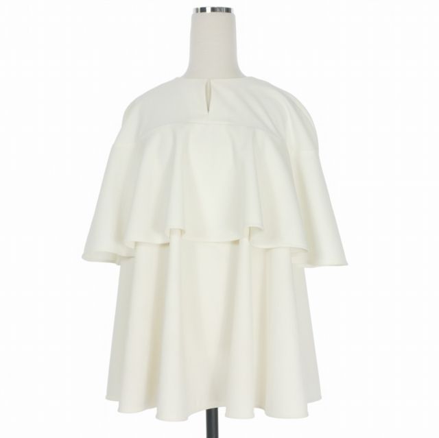 ヨリ yori 23SS キーネックフリルブラウス シャツ 38 ホワイト 白 YR21-23067SSM 10,564円