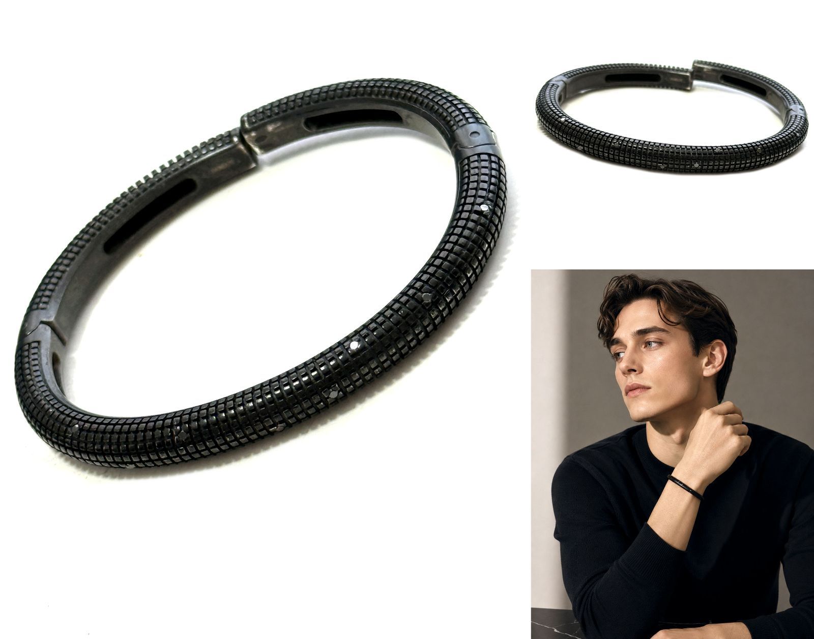 DAMIANI　ダミアーニ　メトロポリタン ドリーム　ブラックダイヤモンド　バングル ブレスレット　M　メンズ 男女　ダイヤ