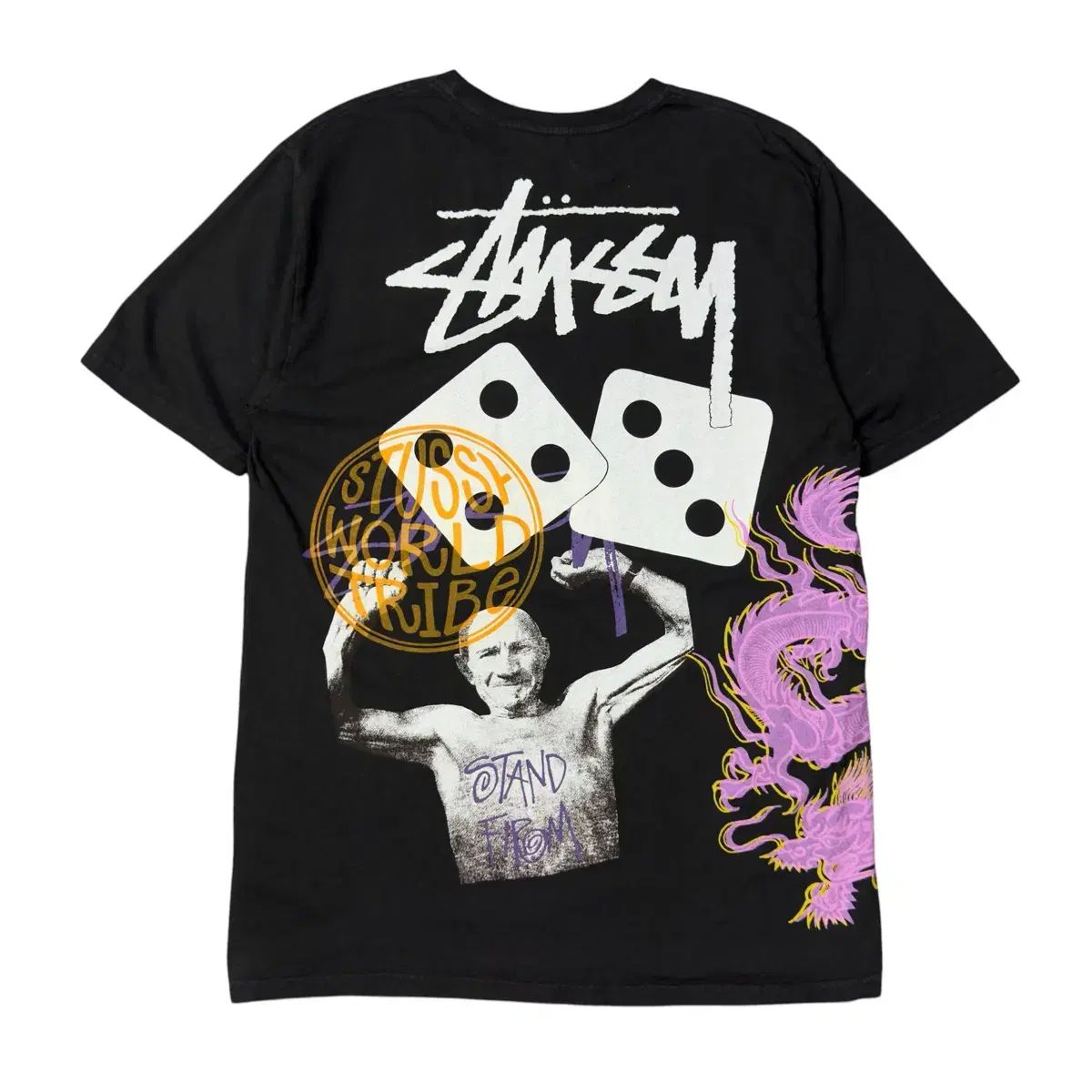 (M) STUSSY ストライク ピグメント Tシャツ ブラック