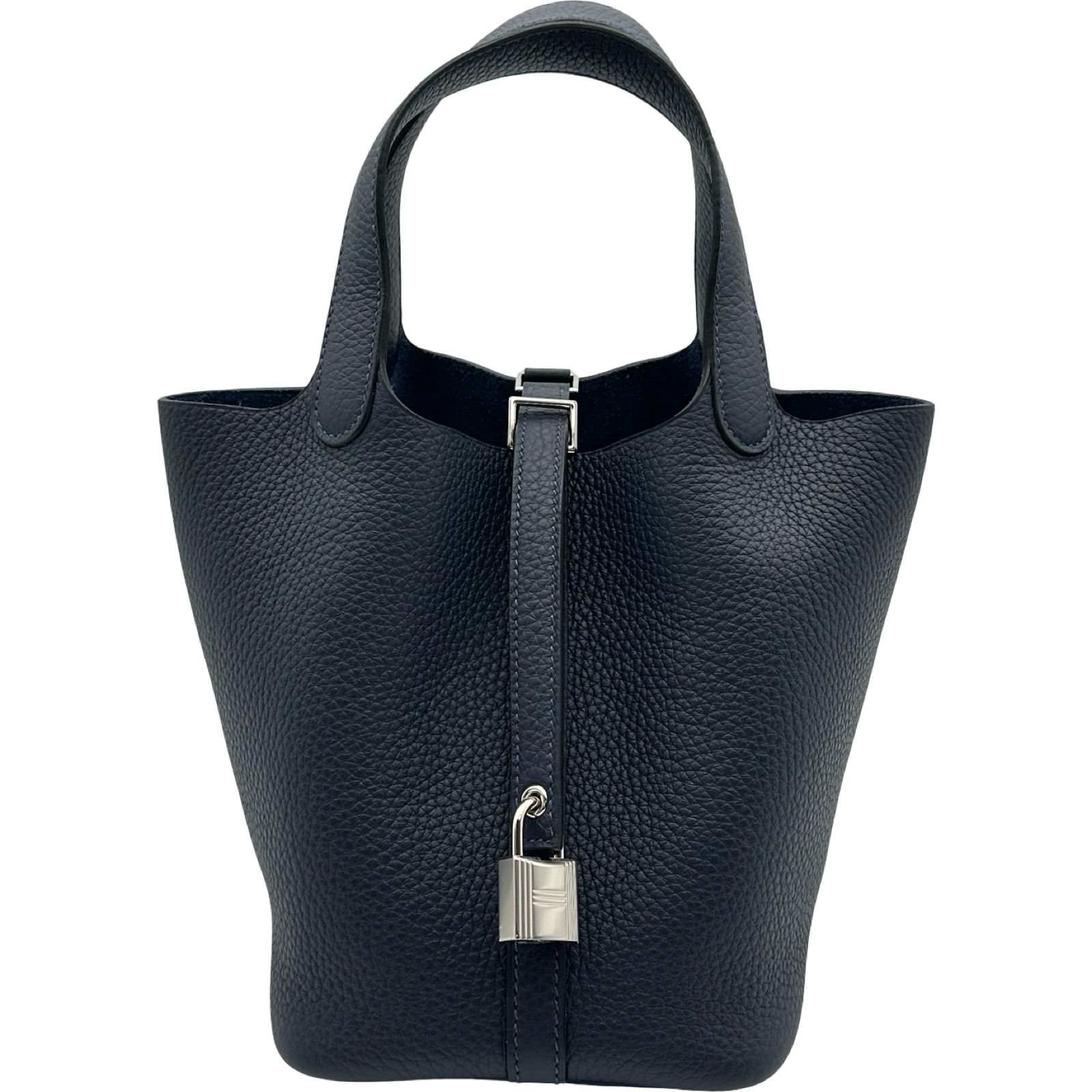 エルメス HERMES ピコタンロックPM K刻 ブルーニュイ シルバー金具 トリヨン レディース ハンドバッグ