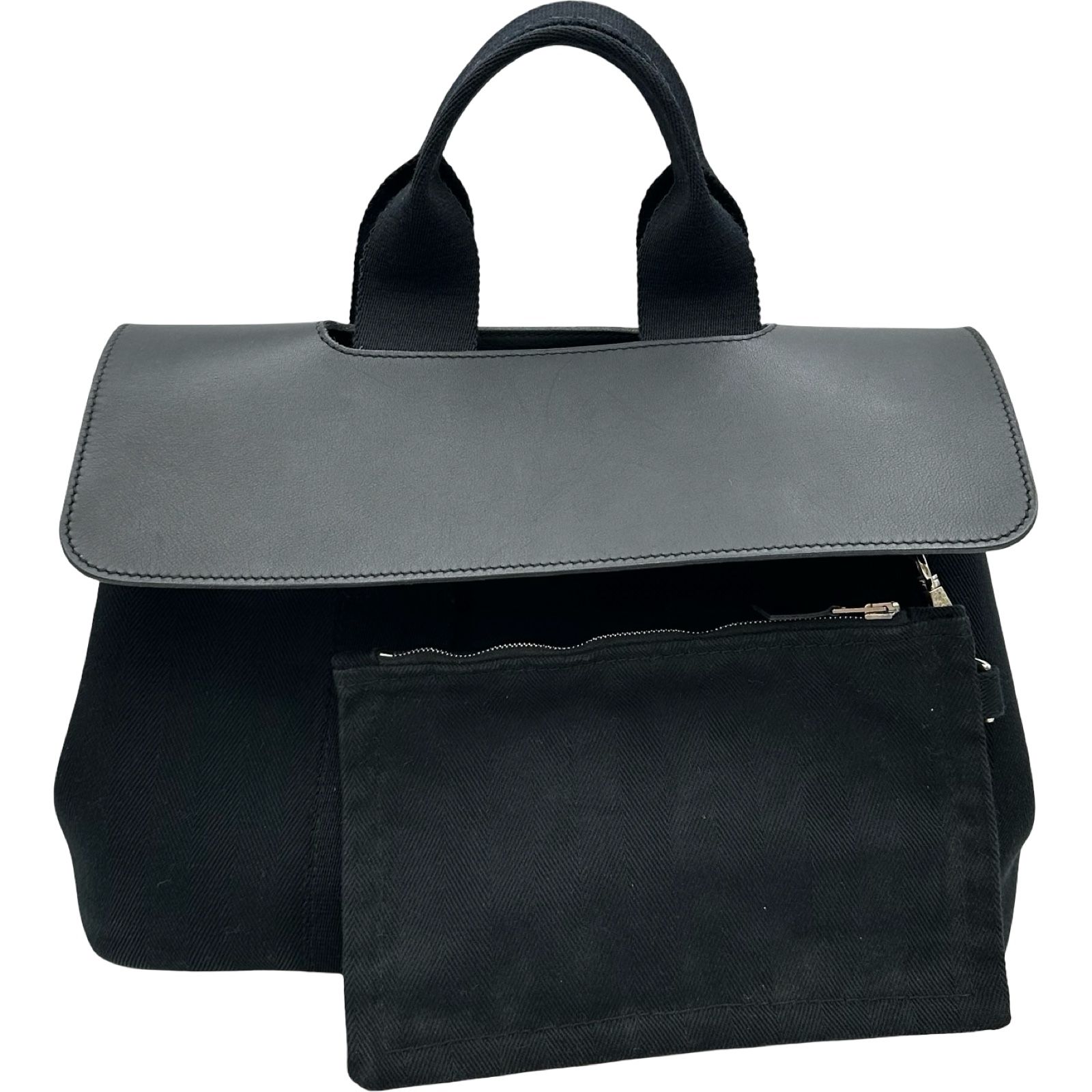 エルメス HERMES ヴァルパライソPM ブラック シルバー金具 トワル レディース ハンドバッグ