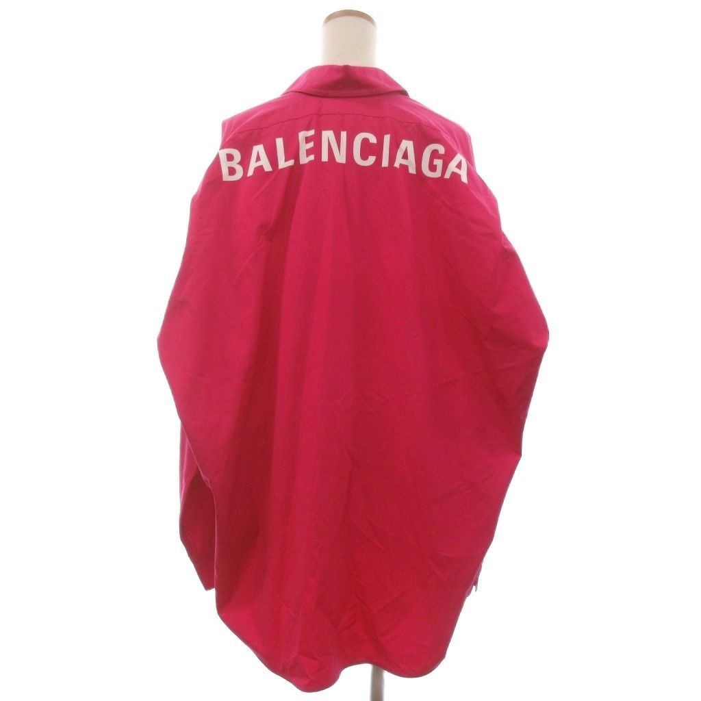 バレンシアガ BALENCIAGA Pink Logo Print Cotton Oversized Shirt シャツ ブラウス ボタンダウン 長袖 622050 34 ピンク