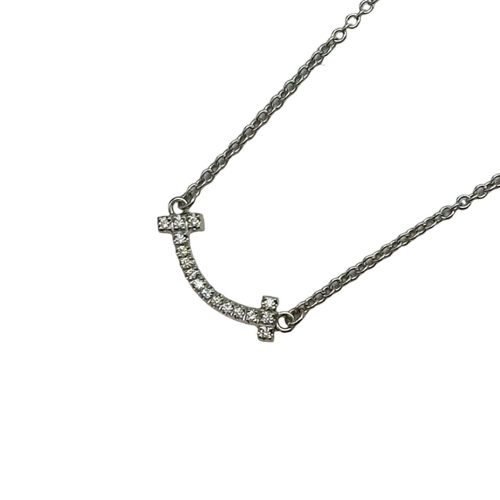 ティファニー TIFFANY＆CO Tスマイルネックレスミニ ホワイトゴールド Au750 ダイヤモンド ジュエリー