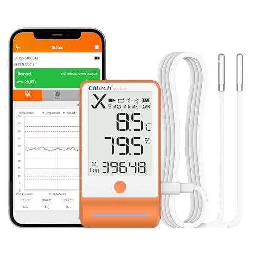 Elitech Bluetooth 温湿度データロガー GSP-6Pro 10万データ保存 医療・ワクチン・食品冷蔵監視対応 PDFレポート出力 校正証明書付き USB/電池両対応, 高性能版 GSP-6 Prokk 65e24eef