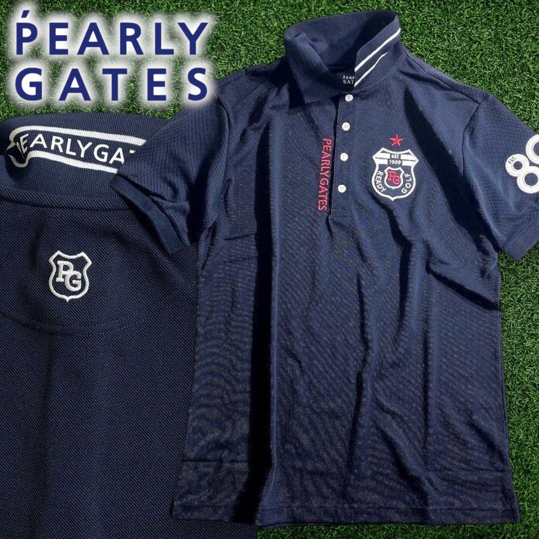 日本製パーリーゲイツピンク 刺繍デザイン ポロシャツ PEARLY GATES