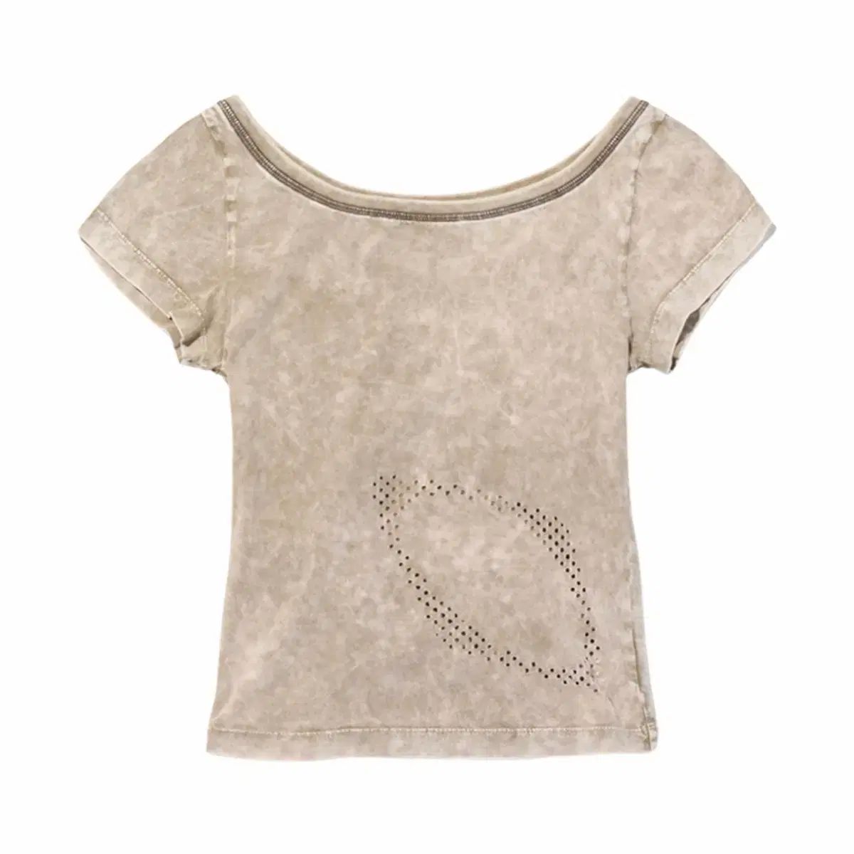 ミスチーフ ブリーチド ワイド ネック Tシャツ ブリーチド カーキ ベージュ M