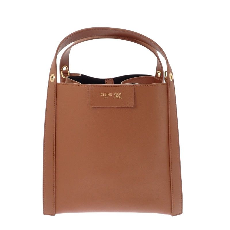 セリーヌ CELINE スモールキューボ バッグ 124182T83.GFY5 2WAYバッグ ハンドバッグ ショルダーバッグ カーフ ブラウン ソフトタン ゴールド金具 美品 レディース【中古】【Aランク】