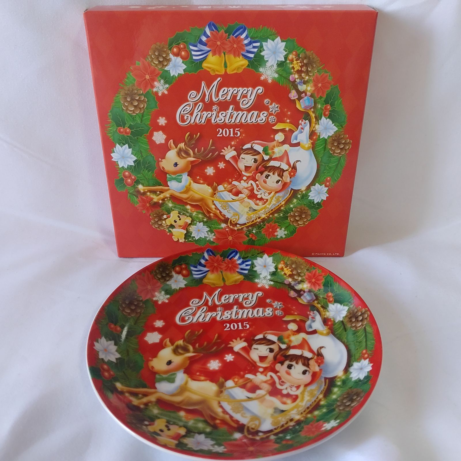 不二家ペコちゃんクリスマスお皿　２２枚セットまとめ売り 中古美品】 希少 3枚セット 不二家 ペコちゃん クリスマスプレート