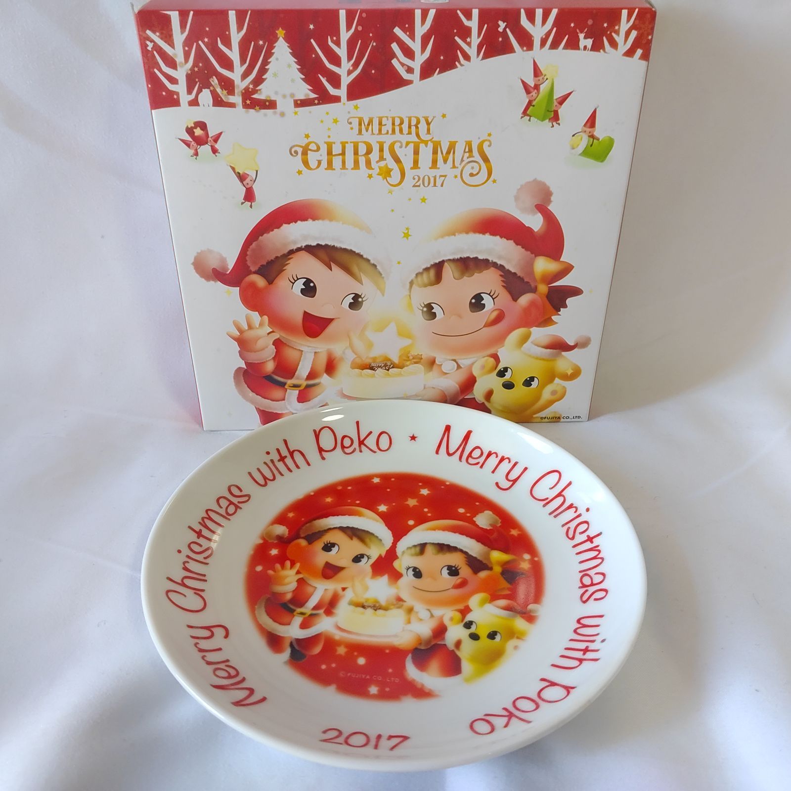中古美品】 希少 3枚セット 不二家 ペコちゃん クリスマスプレート