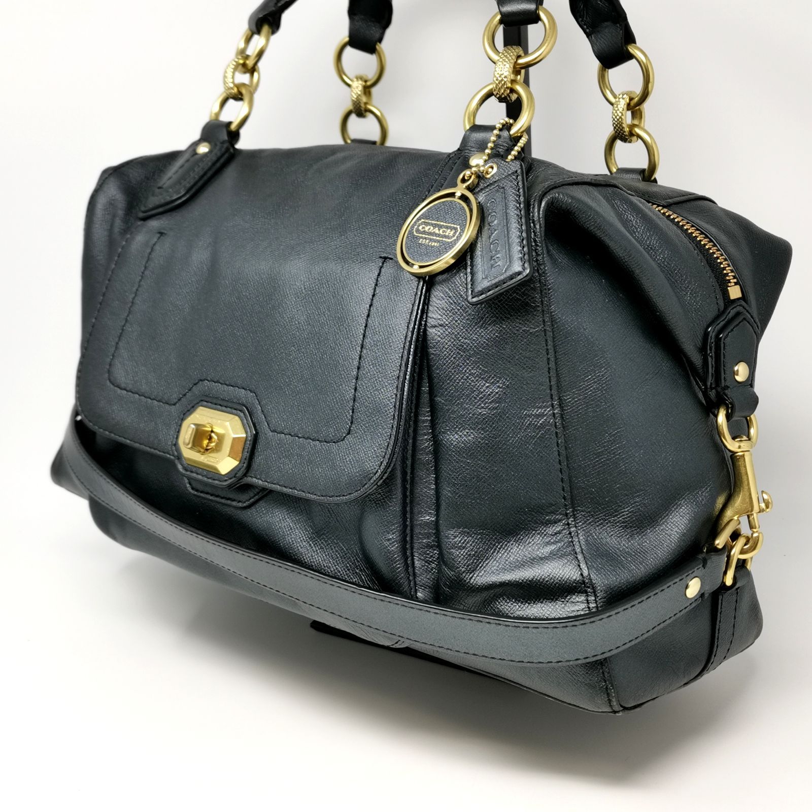 COACH コーチ Izzy Campbell Turnlock ハンドバッグ ターンロック レザー 中古品 管理番号KKVKSKO534