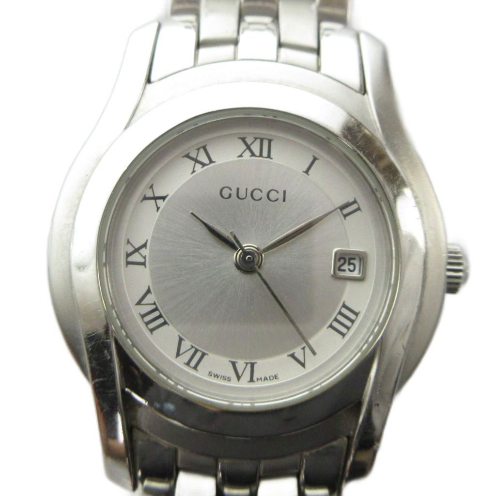 グッチ GUCCI 5500L 腕時計 ウォッチ クォーツ カレンダー付き デイト ローマン シルバー色 ■GY17 /MQ ■OH