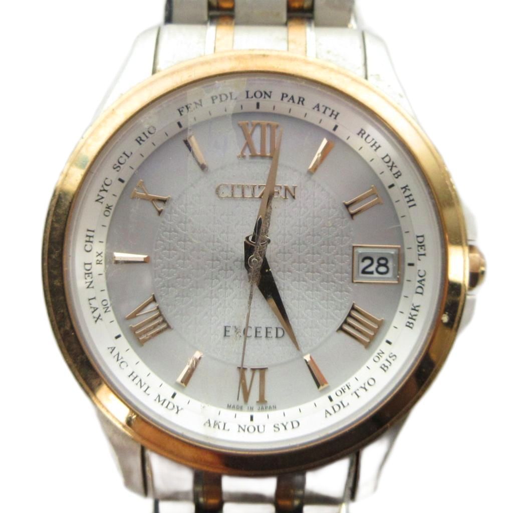 シチズン CITIZEN H149-T021735 EXCEED エクシード 腕時計 ウォッチ 電波ソーラー デイト カレンダー付き シルバー色 ■GY18 /MQ