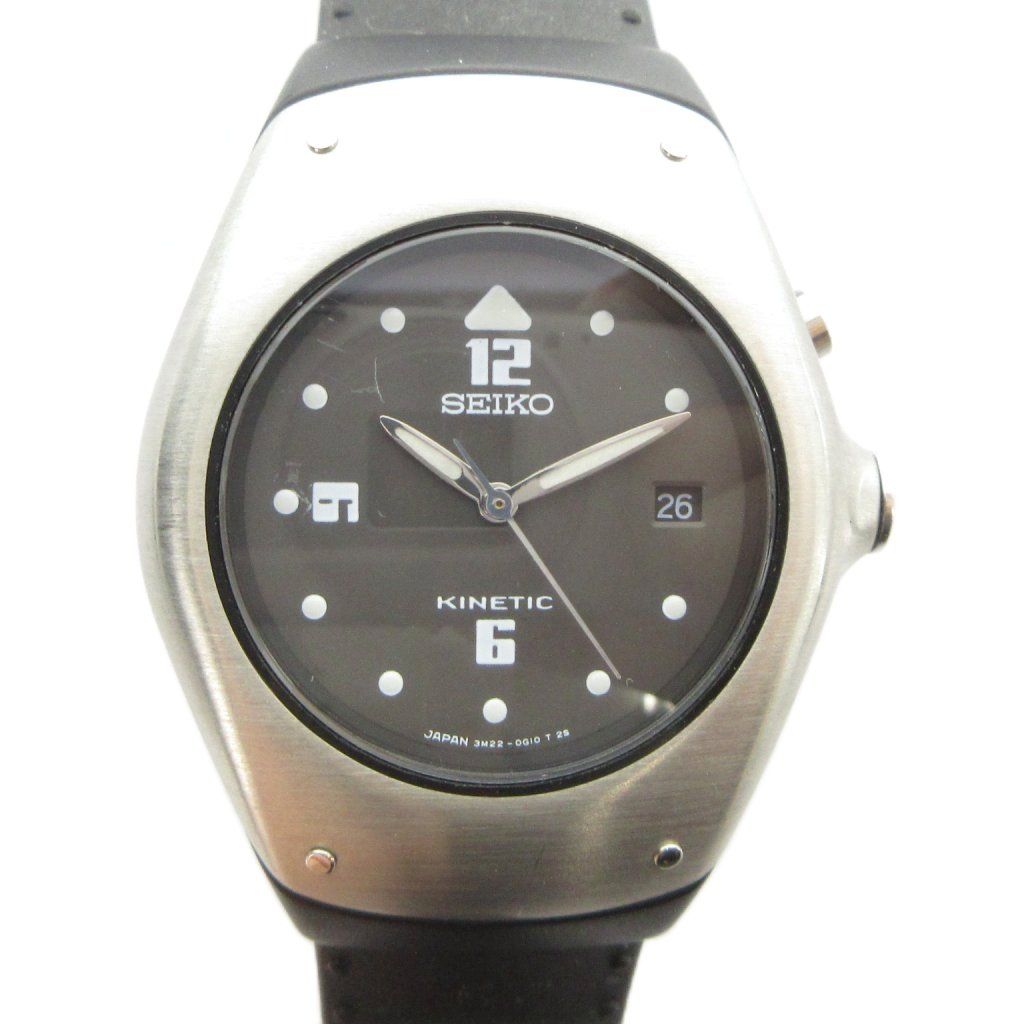 セイコー SEIKO KINETIC キネティック 3M22-0D40 腕時計 ウォッチ 自動巻き デイト カレンダー付き シルバー色 ■GY11 /MQ