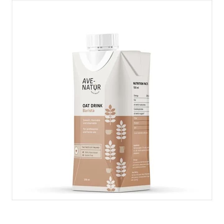 【80個】AVE-NATUR オーツミルク Barista：250ml 砂糖不使用 グルテンフリー ラクトースフリー 食物繊維 腸活 北欧 フィンランド