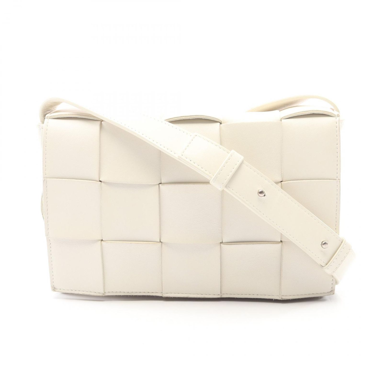 ボッテガヴェネタ BOTTEGA VENETA ショルダーバッグ カセット クロスボディ マキシイントレチャート ホワイト レザー イントレチャート カセット ショルダーバッグ