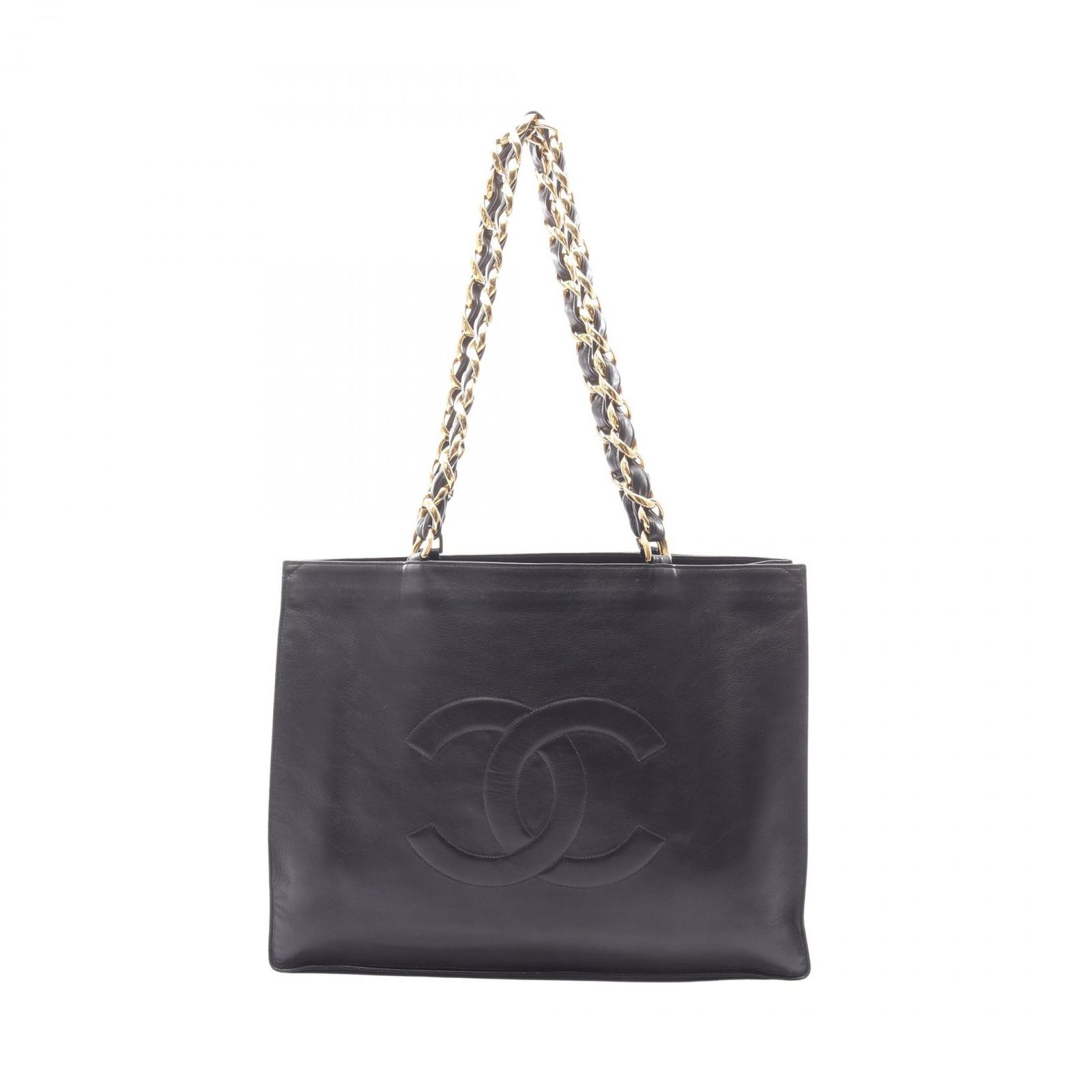 シャネル CHANEL トートバッグ ブラック ラムスキン(羊革) デカココ チェーントート レディース Used A