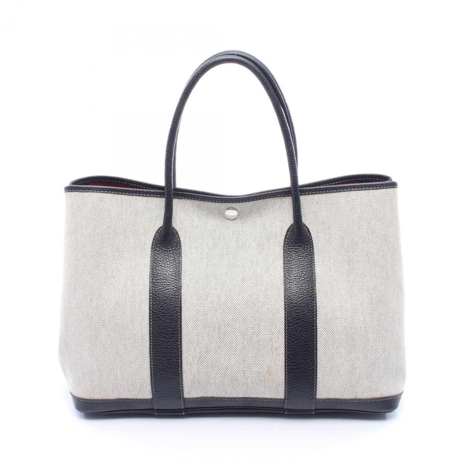 エルメス HERMES トートバッグ ガーデンパーティPM ボルデュックリボン エクリュ/ブラック レザー ガーデンパーティPM ボルデュックリボン エクリュ/ブラック