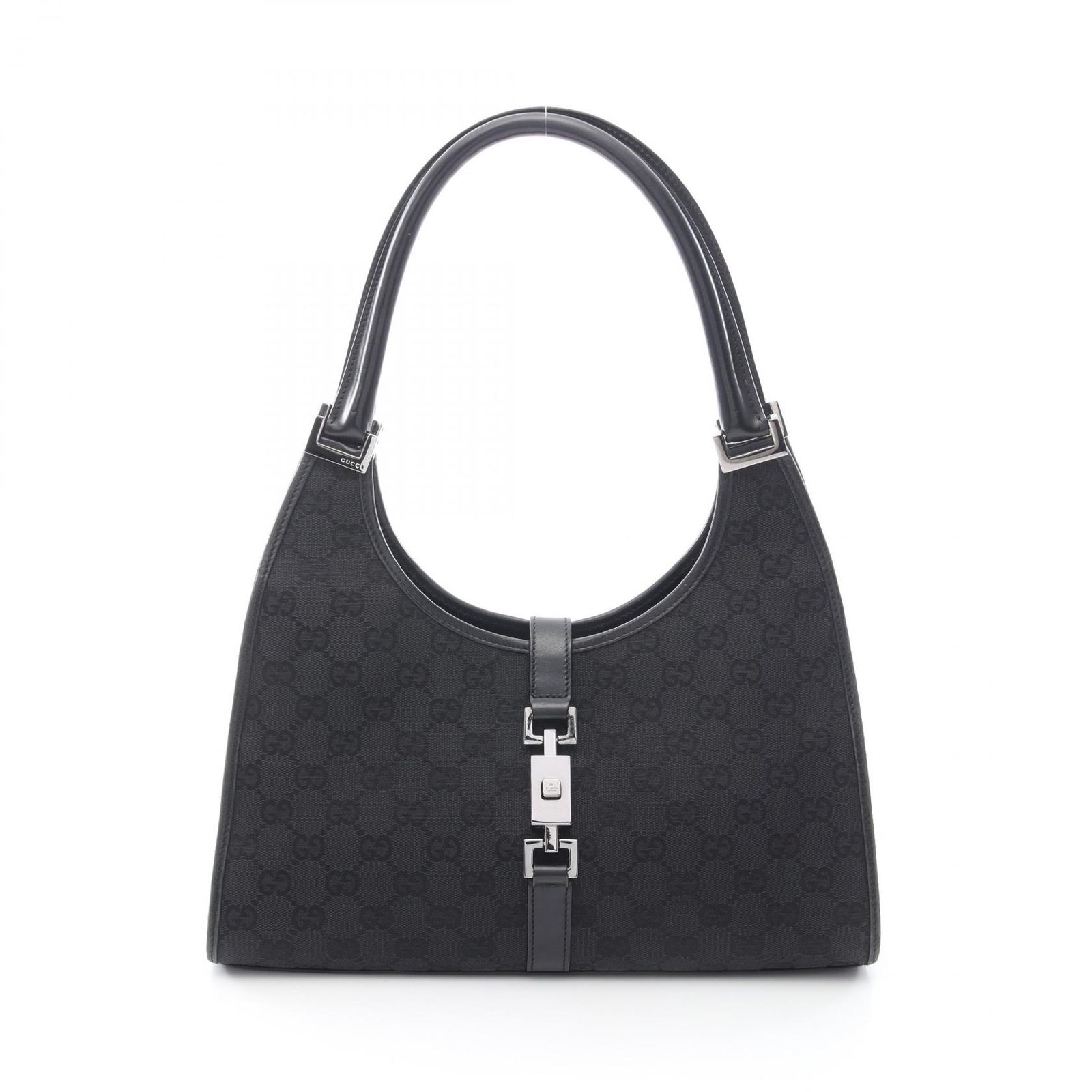 グッチ GUCCI ショルダーバッグ ジャッキー GGキャンバス 01719 ブラック キャンバス レザー GGキャンバス ジャッキー ハンド レディース Used B