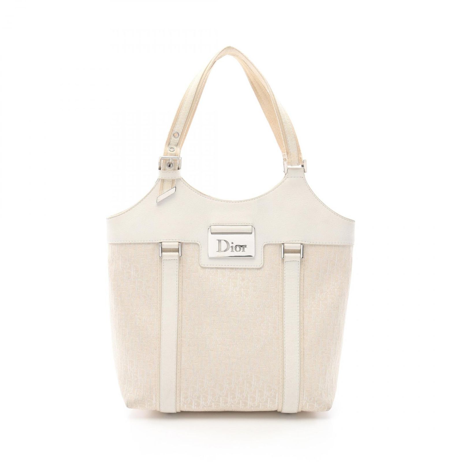 と*と様 Dior トロッター　アイボリー ロゴ入り ハンドバッグ ディオール Dior ハンドバッグ ストリートシック トロッター