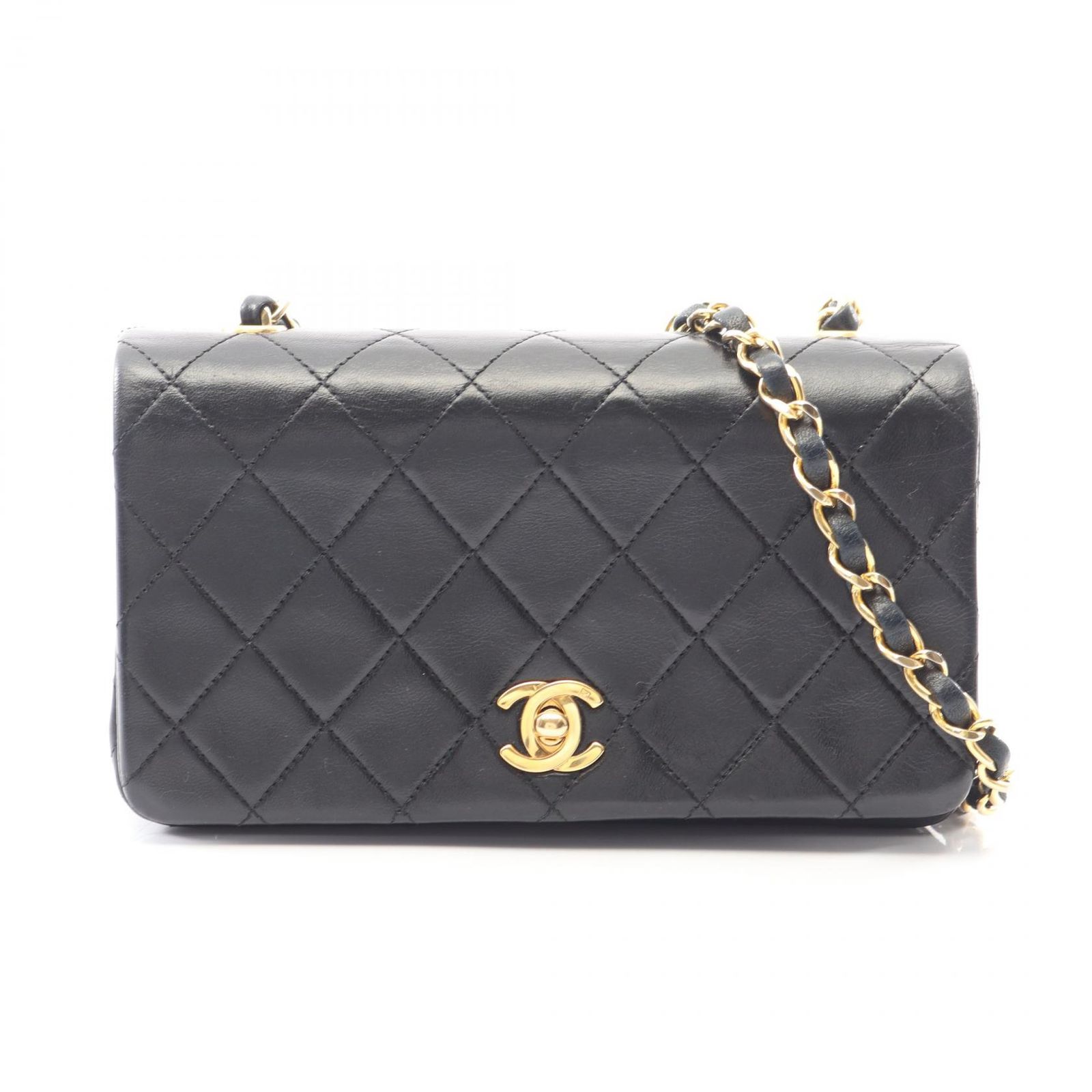 シャネル CHANEL ショルダーバッグ ミニマトラッセ フルフラップ A03571 ブラック ラムスキン(羊革) ミニマトラッセ フルフラップ チェーンショルダー レディース