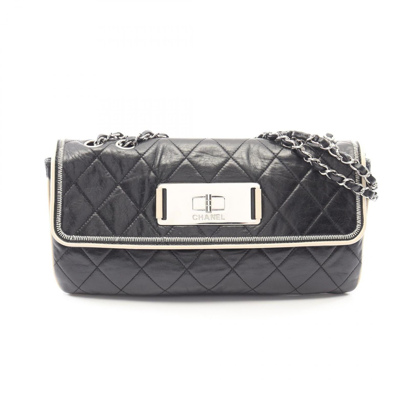 シャネル CHANEL ショルダーバッグ 2.55 マトラッセ ブラック ラムスキン（羊革） 2.55 マトラッセ チェーンショルダー レディース Used A