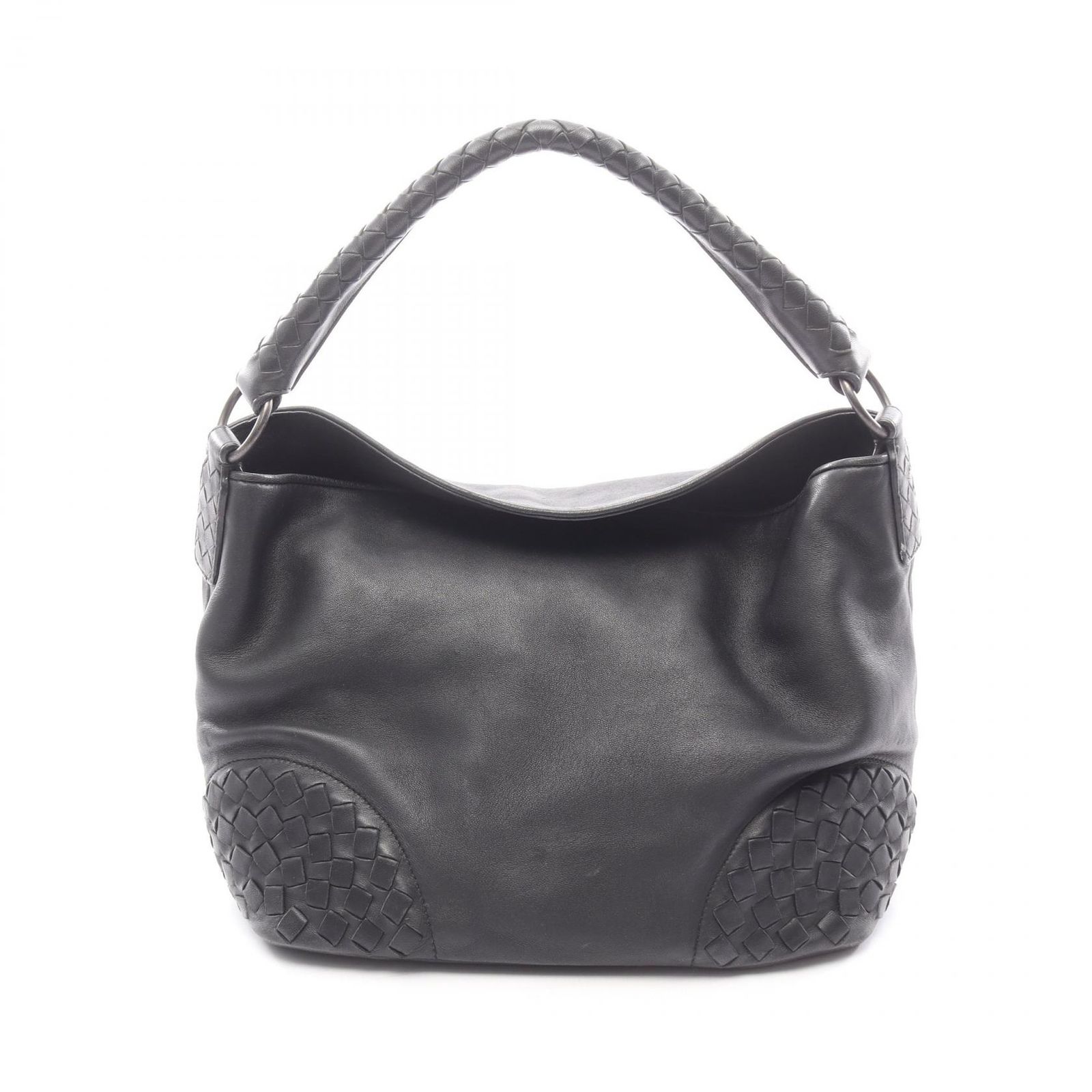 ボッテガヴェネタ BOTTEGA VENETA ショルダーバッグ イントレチャート ブラック レザー イントレチャート ワンショルダー レディース Used B