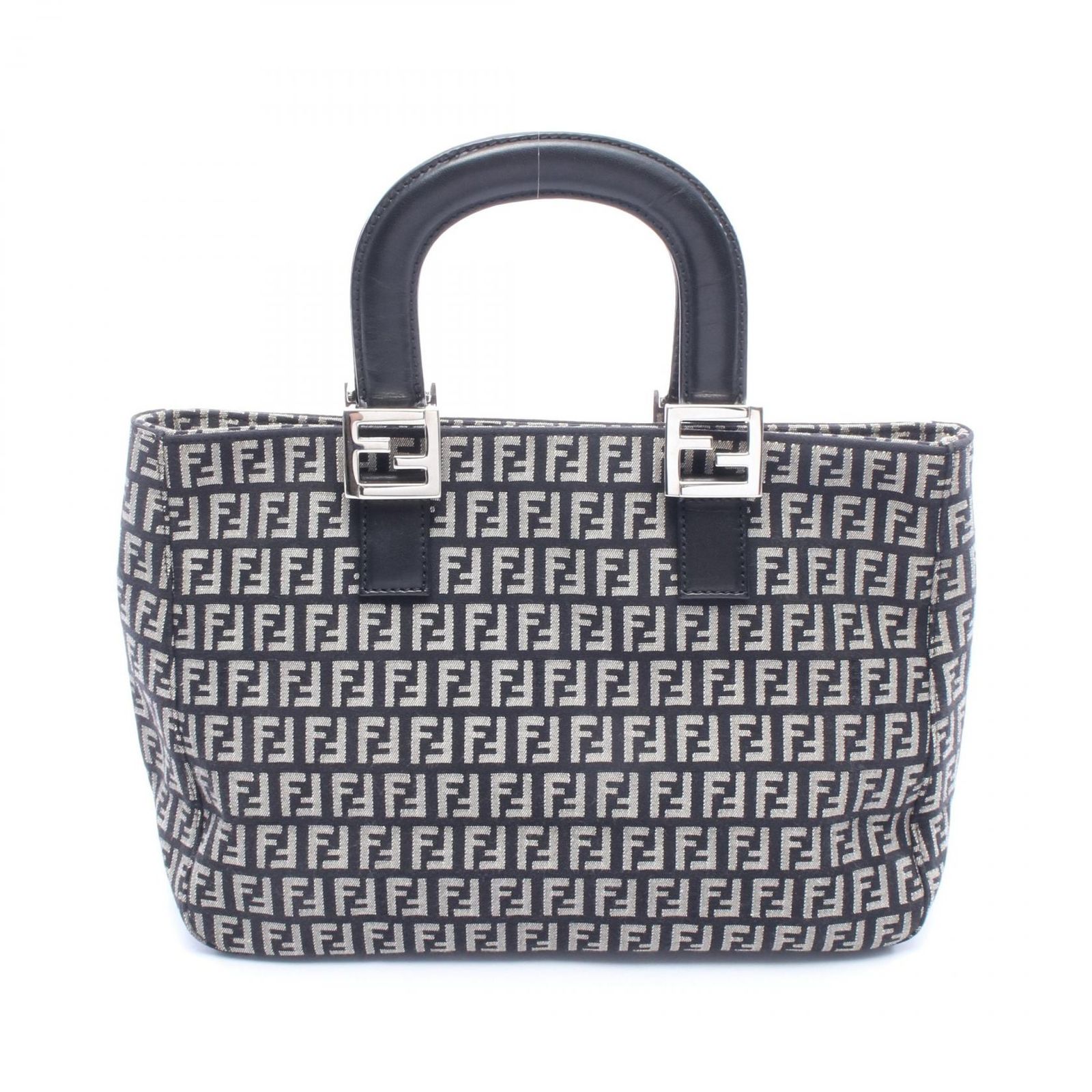 フェンディ FENDI トートバッグ ズッカ ベージュ/ブラック キャンバス レザー ズッキーノ ハンドバッグ レディース Used A