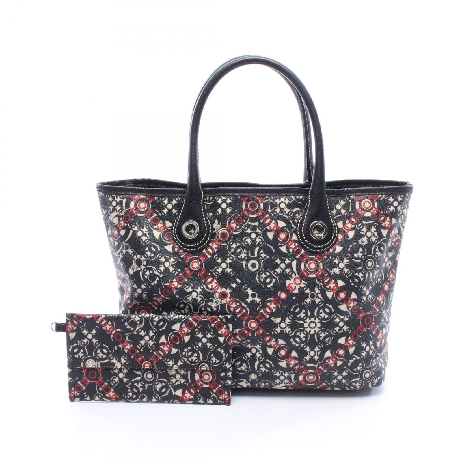 シャネル CHANEL トートバッグ ココトラベル ブラック PVCコーティングキャンバス レザー ココトラベル トートバッグ レディース Used A
