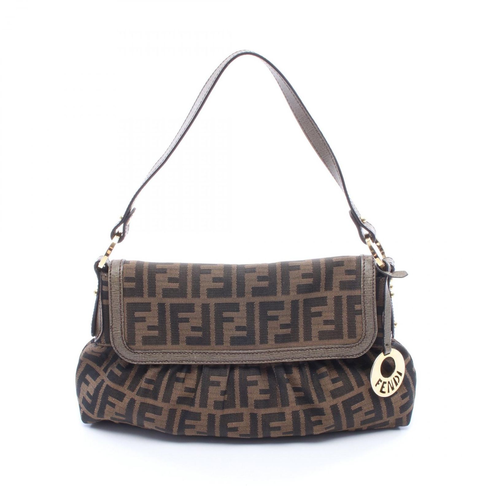 フェンディ FENDI ショルダーバッグ ズッカ ブラウン キャンバス レザー ズッカ ショルダーバッグ レディース Used B