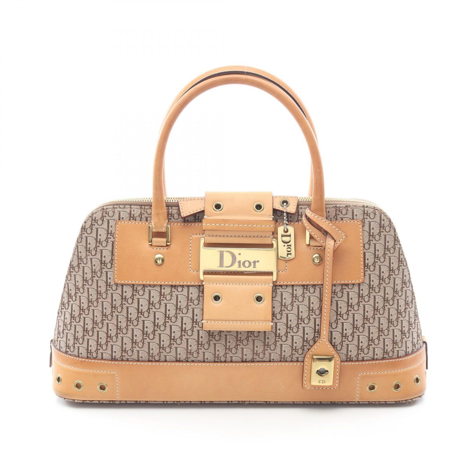 ディオール Dior ハンドバッグ ストリートシック トロッター ハンドバッグ ベージュ キャンバス レザー トロッター ストリートシック ハンドバッグ レディース