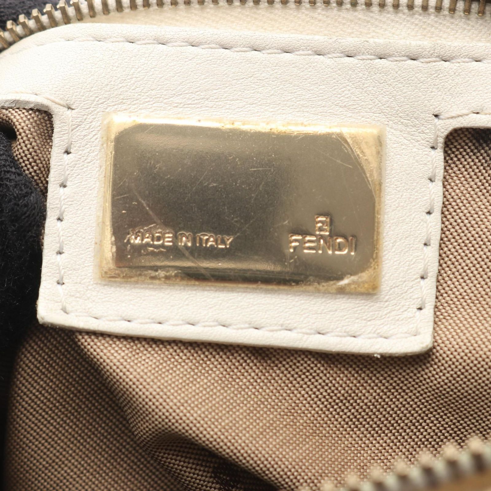 フェンディ FENDI ショルダーバッグ マイクロFF ベージュ/ホワイト 