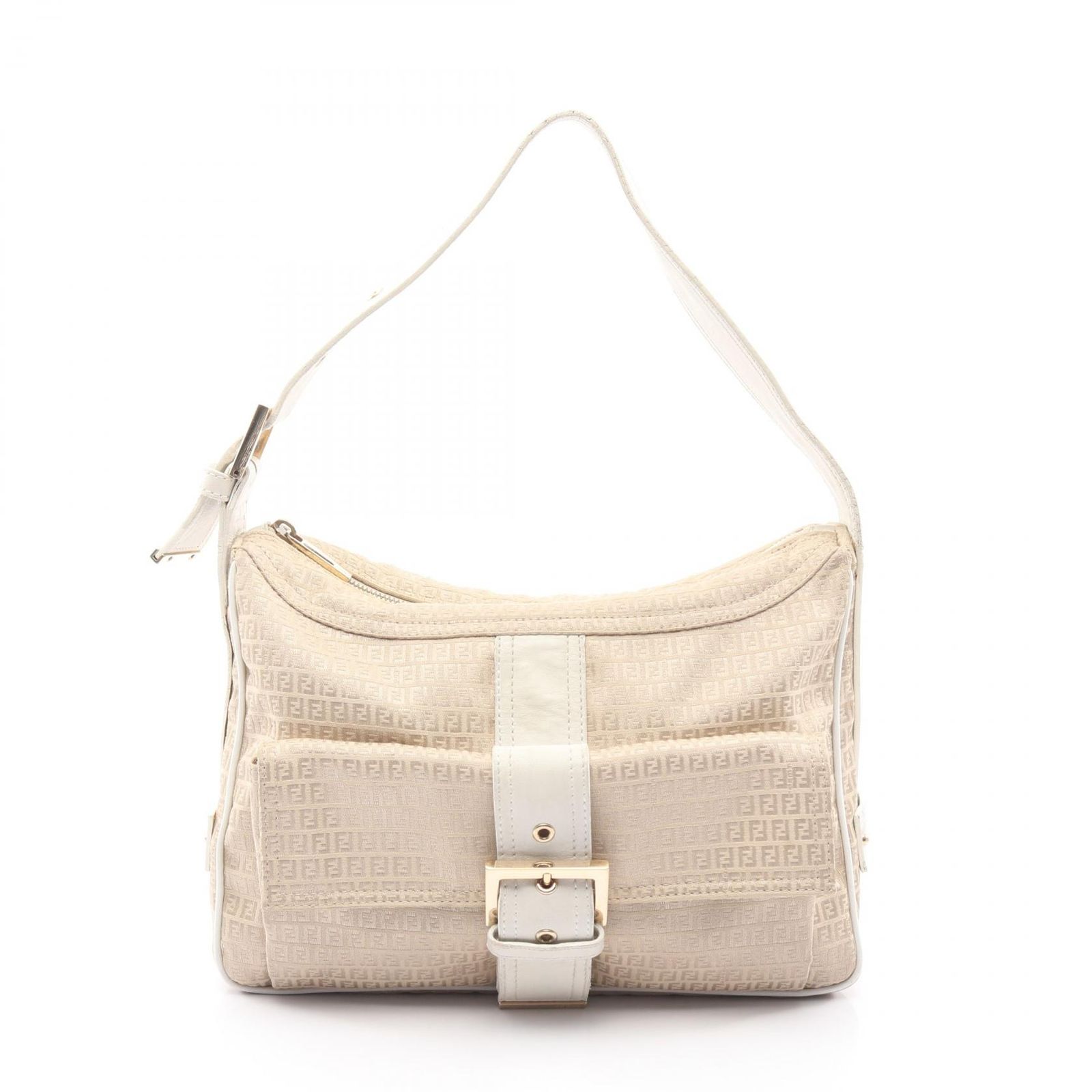 フェンディ FENDI ショルダーバッグ マイクロFF ベージュ/ホワイト 