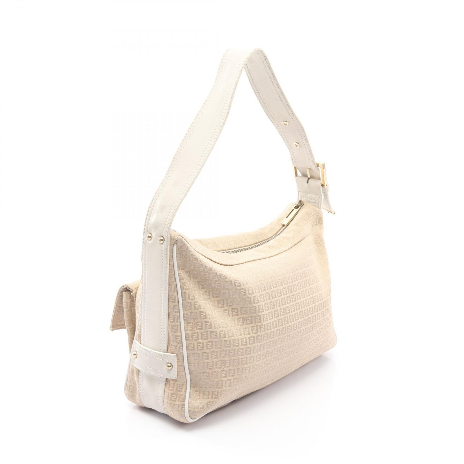 フェンディ FENDI ショルダーバッグ マイクロFF ベージュ/ホワイト 