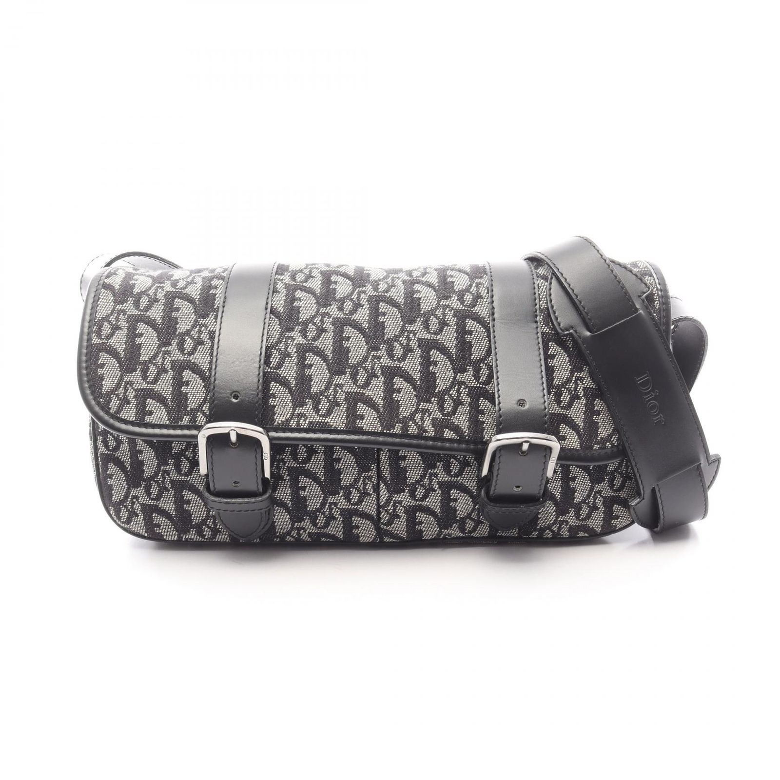 ディオール Dior ショルダーバッグ トロッター メッセンジャーバッグ ネイビー キャンバス レザー トロッター ショルダーバッグ レディース Used A