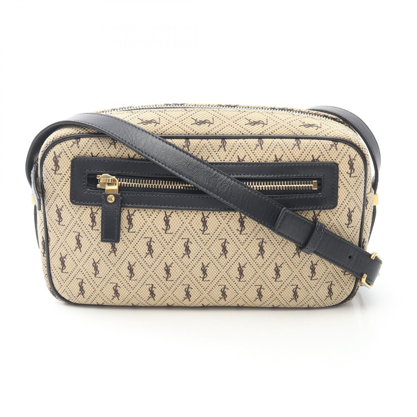 サンローランパリ SAINT LAURENT PARIS ショルダーバッグ カメラバッグ モノグラム オールオーバー 568608 ベージュ キャンバス レザー ショルダーバッグ レディース