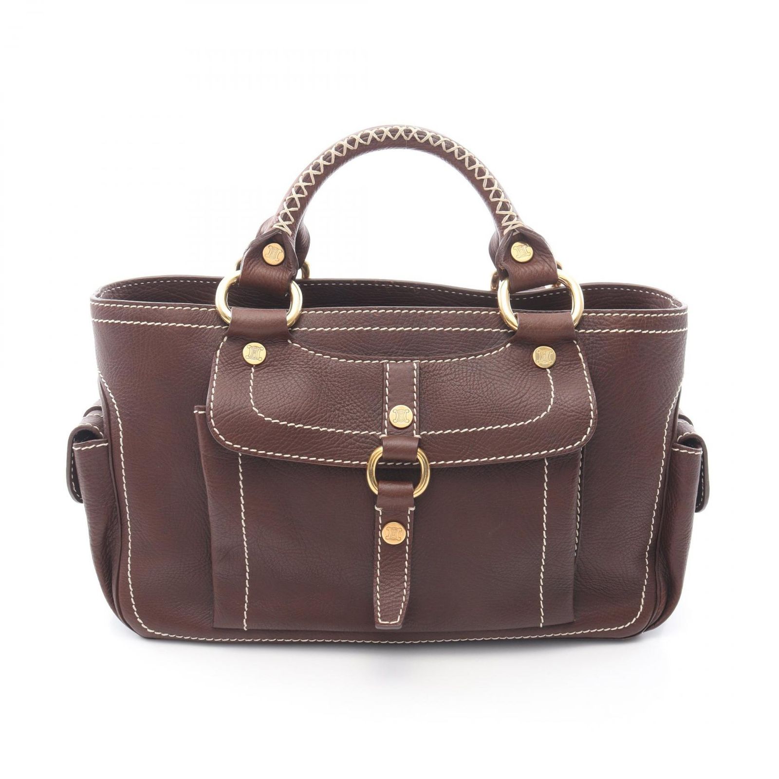 セリーヌ CELINE ハンドバッグ ブギーバッグ ブラウン レザー ブギーバッグ レディース Used A