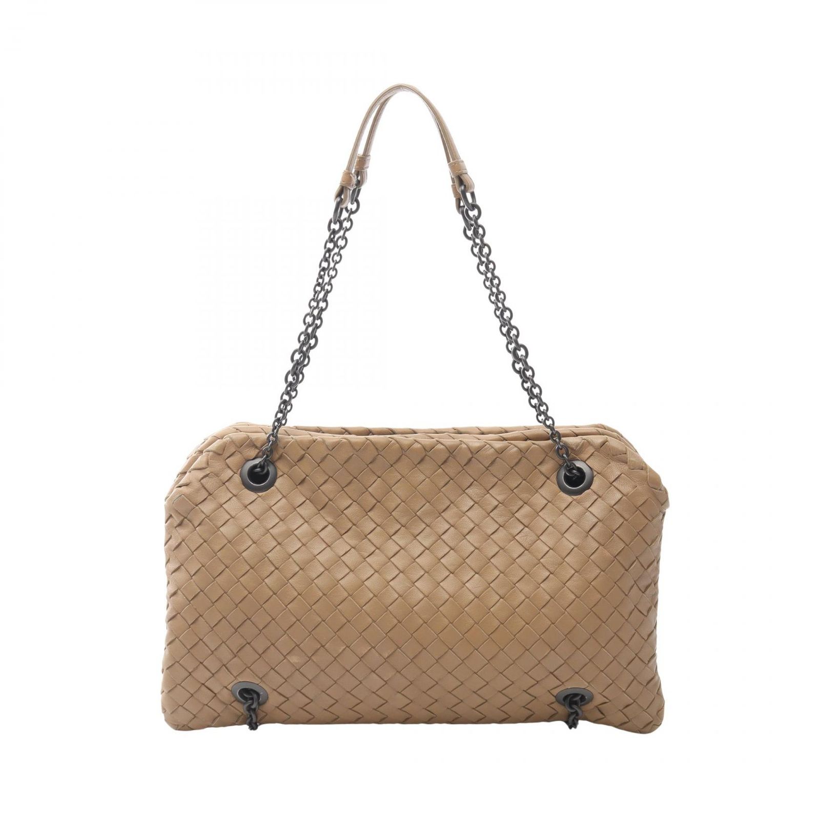 ボッテガヴェネタ BOTTEGA VENETA ショルダーバッグ イントレチャート ブラウン レザー イントレチャート チェーンショルダー レディース Used B